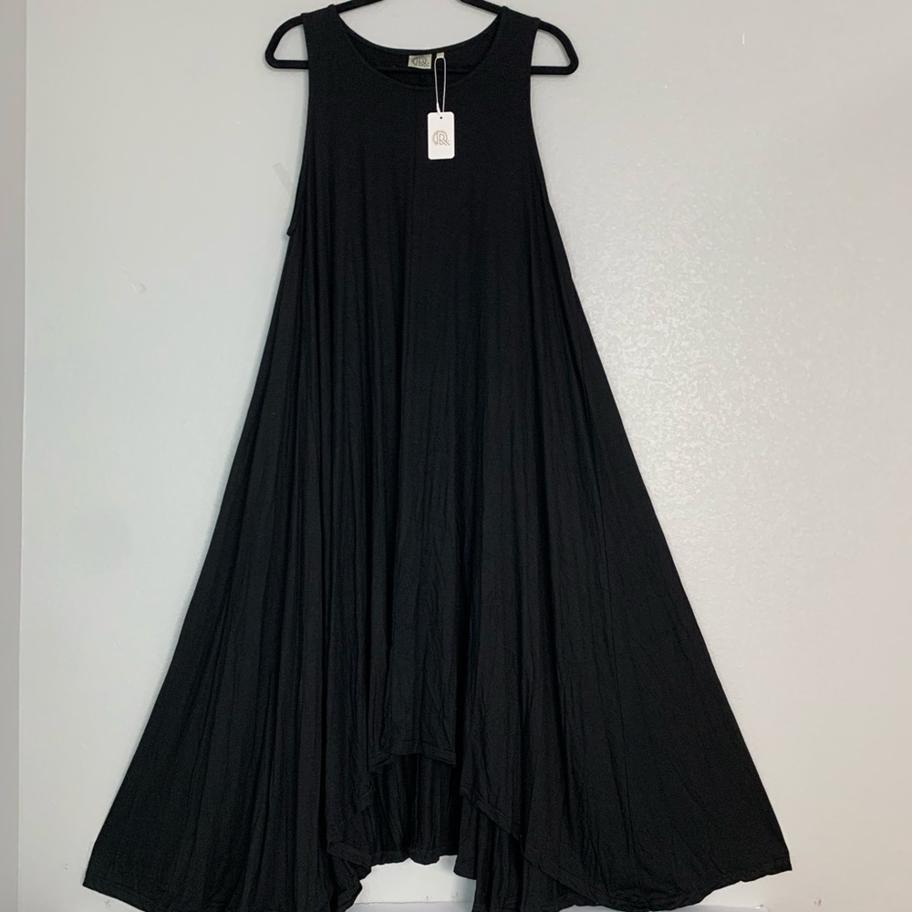 Very Moda Dress Women’s Black Hi-Low Sleeveless w/pockets One Size Fit Most NWT